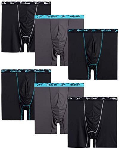 Reebok Men’s Underwear – Big and Tall Performance Boxer Briefs (6 Pack)(2XL – 4XL), Size 3XL, Black Grey Black
