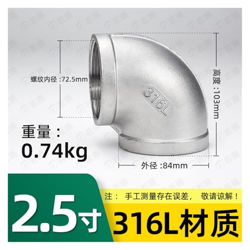 Coude de fil interne inox 316L de qualité supérieure G2-1/2 - 3