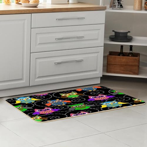 Tapis de cuisine antidérapants lot de 2 lavables et absorbants design hiboux - 7