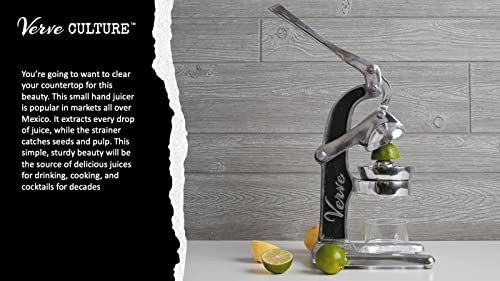 Artisan Crafted Cast Aluminum Professional Grade Manual Hand Press Juicer For Fresh Squeezed Orange, Lemon, Lime, Grapefruit And Citrus Fresh Morning Drinks, Cocktails, Or Cooking By Verve Culture - Black #TOP1