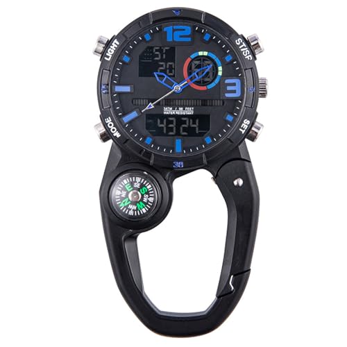 VOSO Carabiner Watch Luminous Clip on Quartz Watch Compass, Glow in The Dark Clip On Unisex Pocket Backpack Buckle Belt Watch for Doctors Chefs Outdoor Climbing