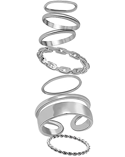 FAXHION Gold Knuckle Rings Set for Women Snake Chain Stacking Ring Vintage BOHO Midi Rings SIze Mixed