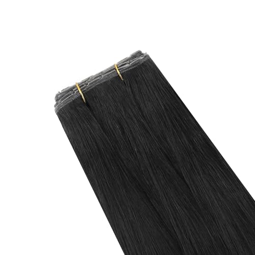 Image of Full Shine Butterfly Weft Hair Extensions Human Hair 26 Inch 100G Off Black | Everyday Long Volume, Double Sided PU Hole Weft, Micro Bead Wear for Women, Natural Styling, Seamless Fit Solution