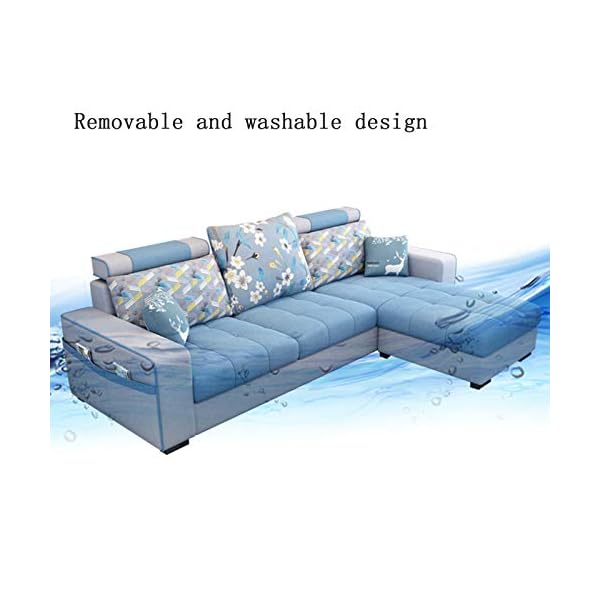 3-Seat Corner Fabric Sofa,Nordic Lazy Couch with 2 Comfortable Stools And Storage Side Pocket Design, Loveseat Sofa for Living Room Furniture Decoration, Washable - Image 8