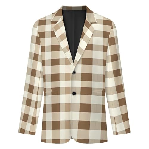 Traditional Plaid Mens Blazer Lightweight Sport Coat Two Button Suit Jackets4