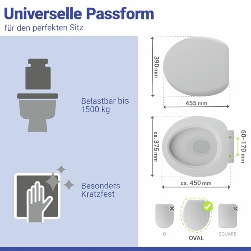 WENKO WC-Sitz Mod. Crevada DuroUnbreakable, belastbar bis 1500 kg, bruchfest und strapazierfähig, mit Easy-Close Absenkautomatik, inkl. Mikrofasertuch, 39 x 45,5 cm, Weiß