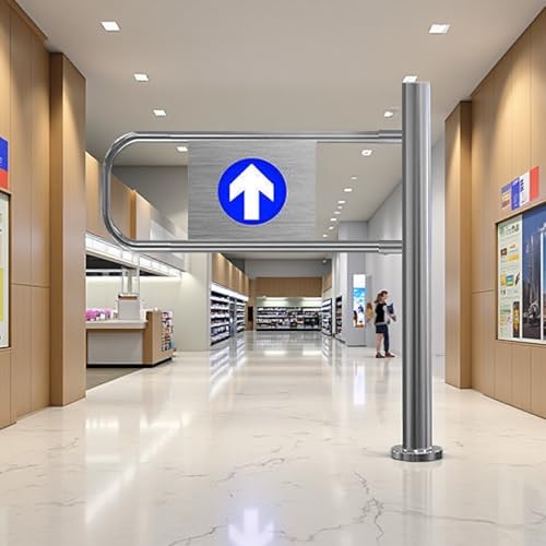 Heavy-Duty Metal Swing Gate for Supermarket & Warehouse Security, Spring-Loaded Self-Closing Door, Ideal for Industrial Use, Libraries & Shops, 60x100cm