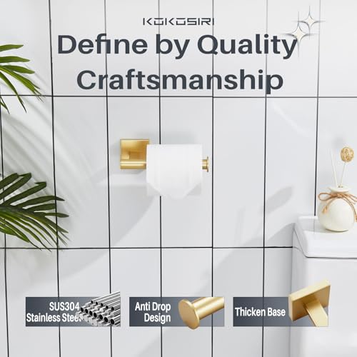Image of KOKOSIRI Toilet Paper Holder Tissue Paper Dispenser for Bathroom Toilet Roll Holder Wall Mounted, Brushed Gold Stainless Steel B2008BG