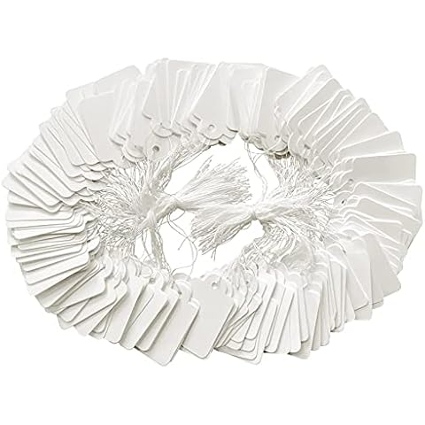 200 Pcs White Price Tags with String Cover
