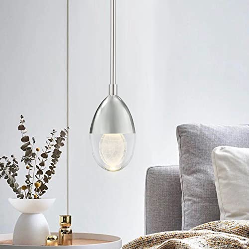 1-Light Globe Crystal Pendant Light In Polished Nickel Finish With K9 Crystal, Adjustable Height Led Modern Ceiling Hanging Pendant Lighting Fixture For Kitchen Island Bedroom Dining Room Bathroom #TOP2
