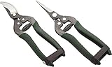 Edward Tools Pruning Snips Set (2) - Floral Scissors and Bypass pruners - Precise pruning flowers, fruit trees, bonsai, grapes - Carbon Steel blades - Safety lock design