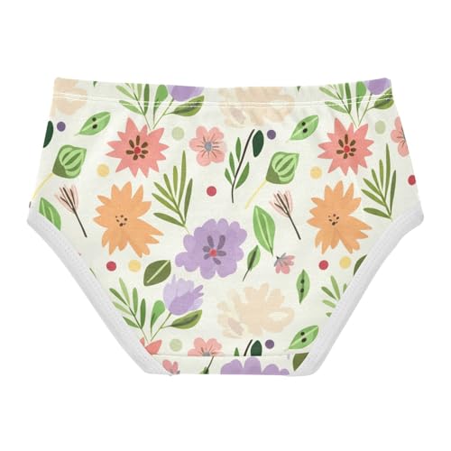 Colorful Floral Flowers Light Beige Toddler Underwear Floral 2t Cotton Little Girl Panties Stylish Briefs Underpants2