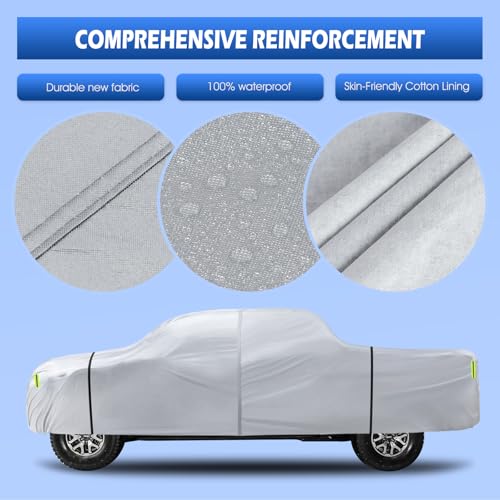 Image of Truck Cover Waterproof All Weather, 6 Layers Pickup Cover Fit for Ford F150, Chevrolet Silverado, Gmc Sierra, Ram 1500, Tundra (T3 Fit Truck Length Up to 240 inch), Silver