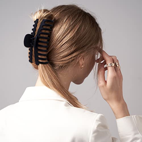 Extra Large Claw Clips For Thick Hair, 5.25 Lnch Strong Hold Hair Clips For Women, Extremely Big Hair Claw Clips For Women And Girls, Matte Claw Clips, Neutral Hair Clamps, 4 Pack #TOP5