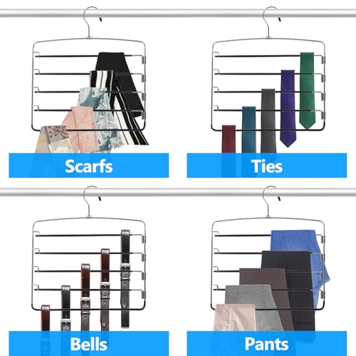 Pants Hangers 3 Pieces,5 Tier Closet Organizers and Storage Clothes Hanger,Hangers Space Saving with Swing Arm,Multiple Metal Hanger Clothes Organization for Pants Trousers Jeans Leggings Slacks - Image 6