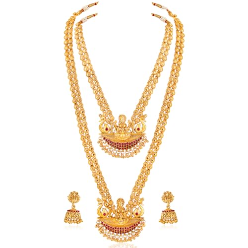 Image of Peora Gold Plated Bridal Jewellery Set with Kamarband Gift for Women Indian Traditional Ethnic Wedding