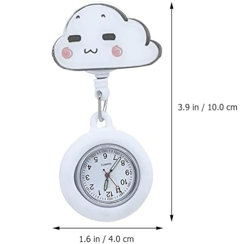 Bolivia's Pocket Watch, Hanging Clip Watch, Silicon Cloud Shaped Pocket Watch, Clip-on Hanging Lapel Nurse Watch Silicone Cover Brooch Pocket Watch Badge Reel Retractable Digital Watch