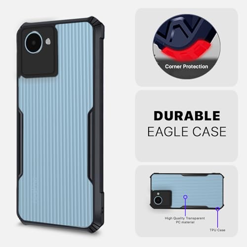 Image of Pikkme Realme C30 Back Cover | Crystal Clear Transparent Back | Ultra Hybrid | Full Camera Protection | Raised Edge | Bumper Back Case (Black)
