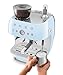Smeg EGF03 Semi-Automatic Espresso Machine with Built-In Grinder, Dual Thermoblock, 50’s Retro Style – Pastel Blue (120 V)