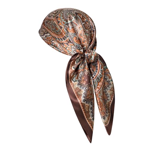Image of 35 inch Men's Silk Cowboy Scarf - Oversized Western Bandana Neckwear, Large Square Scarf with Gift Packaging