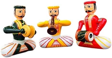 Yamkay Wooden Dolls-Musical Set Male Wooden Traditional Handcrafted Musical Doll Set, Home Decor Items for Living Room, Home Decor Items, Multi color 3 Dolls in 1 Pack