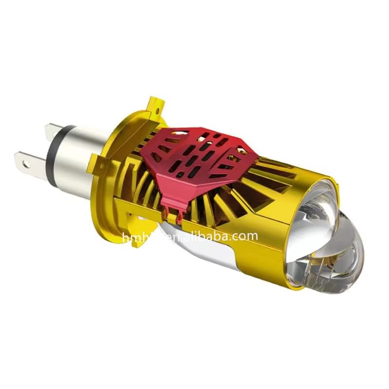 Image of RTD LED Projector Headlight Bulb, H4 Dual Lens Design, High /Low Beam, (set of 1), Gold And Red
