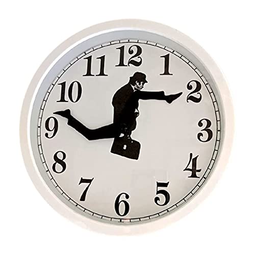 Ministry of Silly Walks Uhr, britische Comedy-inspirierte lustige Walking Silent Mute Wanduhr, kreative Wanduhr-Grafik für Schlafzimmer-Bürozimmer-Schule (Weiß) Cover