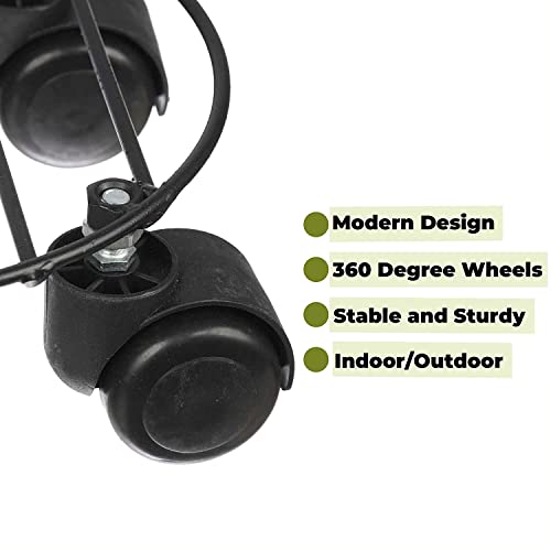 Image of Metal Black Strong Round Plant Stand with Wheels for Flower PotsOutdoor / Indoor Plants Gamla Stand | For Living room , Balcony and Home Garden | Durable and Sturdy | Rust Free Metal (Black Set of 4)