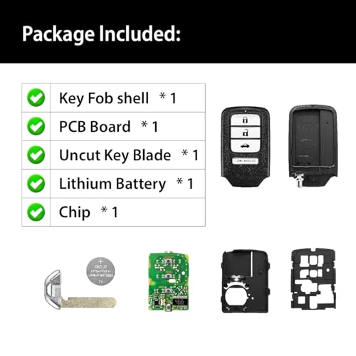 Car Key Fob Remote Keyless Entry Control ACJ932HK1210A 313.8MHz 4 Button Replacement for 2013 - 2015 Honda Accord Civic - 2 Pack - Image 5