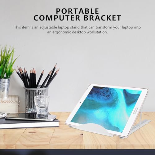Soporte portátil plegable metálico para laptop blanco miniatura 6