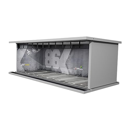 Harilla 1/64 Druckguss-Auto-Vitrine mit Parkplatz-Szene, Tischdekoration mit Licht, Auto-Garage-Vitrine für Sammler, Spielzeugautos, Sportwagen, Stil c