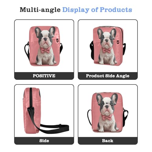 Cute French Bulldog Peach mens messenger bag crossbody Crossbody Bags For Women Small Purse For Teens Adjustable Strap for outdoor sports work4