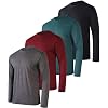 4 Pack Men’s Dry Fit Long Sleeve Fishing Shirts Workout Gym Athletic Tee | Cooling Moisture Wicking Breathable, Construction Running Hiking Cycling UV UPF, Work HI Vis, Plain, Camisetas Para Hombre