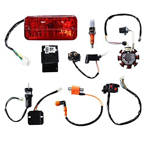 Dibanyou Complete Electrics 4 Stroke Atv Quad 150 200 250 300Cc Wiring Harness Cdi 8 Coil Stator Tail Light Zongshen Lifan, Black #TOP5