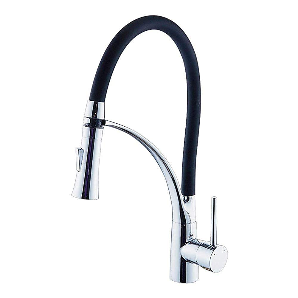 Robinet de cuisine mitigeur noir avec douchette extractible et bec rotatif 360