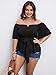 SCOMCHIC Women's Plus Size Off The Shoulder Peplum Blouse Top Half Bell Sleeve Tie Waist Ruffle Hem Babydoll Tops Black