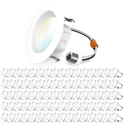 Sunco 80 Pack 4 Inch LED Recessed Lights, Retrofit Lighting LED Can Lights Downlight, 660LM, 2700K/3000K/3500K/4000K/5000K, Dimmable, Baffle Trim, 11W=60W, 50000 Lifetime Hours, Damp Rated UL