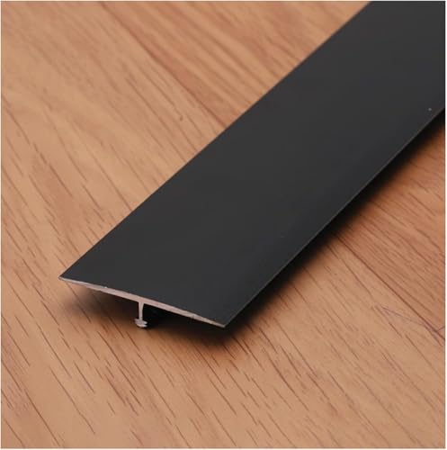 AVLLSO Guardavivos Esquinas Tira de transición de Piso con moldura en T Negra, Cubierta autoadhesiva para Huecos de Suelo, Tira de Piso Laminado de Aluminio(4cm Wide,150cm/59 L)