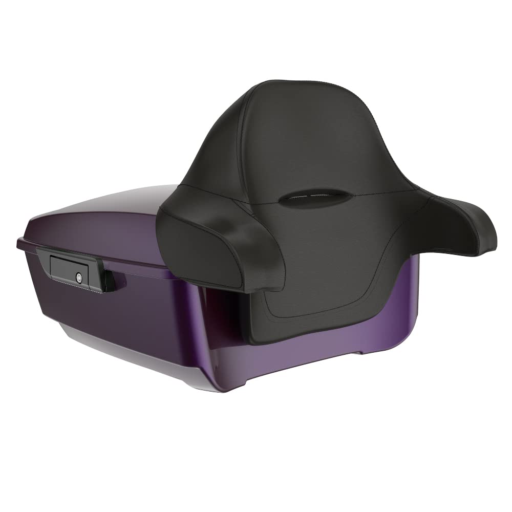 Moto Onfire King Tour Trunk Pack with Backrest Pad Fit for Touring Street Glide Road King Road Glide Special 1997-2022 (Hard Candy Mystic Purple Flake)