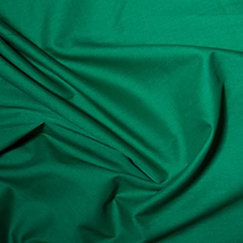 Matière popeline de polycoton vert jade pour couture de nappe ameublement et mercerie