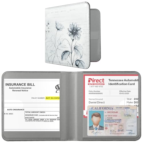 Image of CoBak Car Registration and Insurance Holder - Vehicle Glove Box Car Organizer, Auto Truck Comparment Accessories Case for Essential Document, Driver License, Cards (Sunflower)