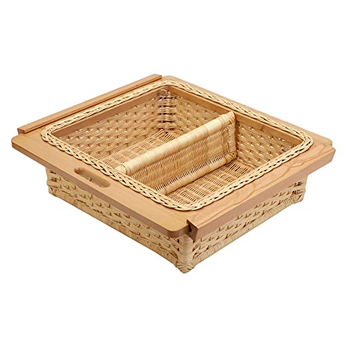 Image of Wicker Rectangular Basket For Modular Kitchen For Vegetables And Fruits Storage (Size: 22.25 W Inches Including Channel) (22.25 inch W X 20 inch L X 8 inch H(Single Partition)),Beige