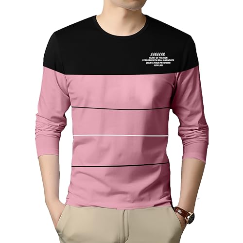 Image of JUGULAR Men Striped Round Neck Pure Cotton Multicolor Regular Fit T-Shirt