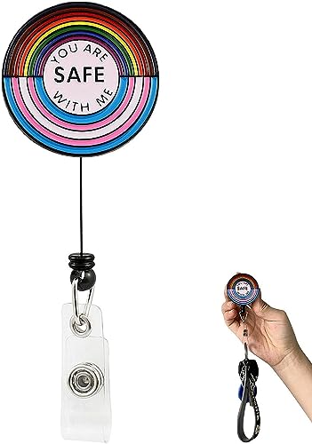 LGBTQ Pride Badge Reel | 1pc/ You are Safe with Me LGBTQIA Badge Holders,Rainbow Badge Reel Fade-Resistant for Music Festivals, Nurses, Security Staff, Daily