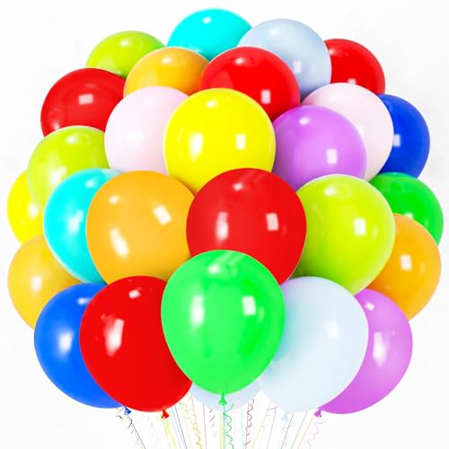Image of Voircoloria Balloons, 66pack 12inch Assorted Color Rainbow Latex Party Balloons for Wedding, Birthday, Graduation, Bridal Shower, Baby Shower, Gender Reveal, Anniversary Party Decorations