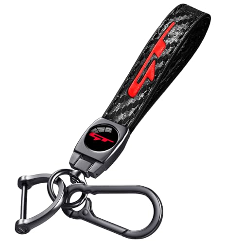 Image of GT Keychain for Kia K3 Forte Cerato 2021-2024, Black Leather & Metal Car Key Fob Holder, Red GT Logo Car Keychain Accessories