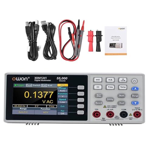 OWON XDM1241 Mini Battery Benchtop Digital Multimeter, 3.7in LCD Desktop Digital Multimeter True RMS Temperature Tester Meter