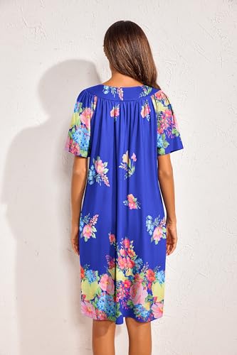 Image of Ekouaer Womens House Dress Floral Print Nightgown with Pockets Mumu Dress