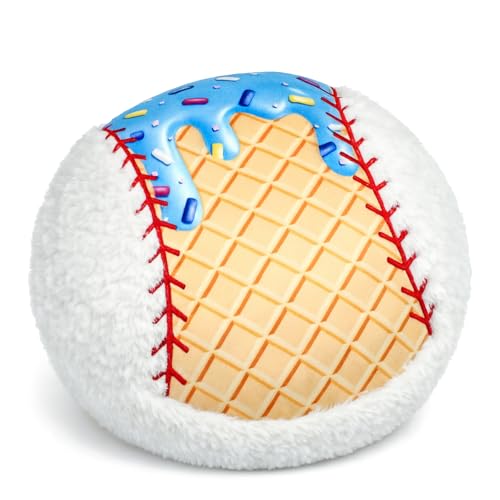 HunnmingRe 14 Inch Ice Cream Drip Baseball Plush Pillow, Soft Stuffed Sports Cushion for Sofa Bedroom Decoration Baseball Team Gift Party Favor(Blue)