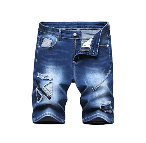 Short en jean déchiré homme KEHAIOO slim coton denim décontracté
